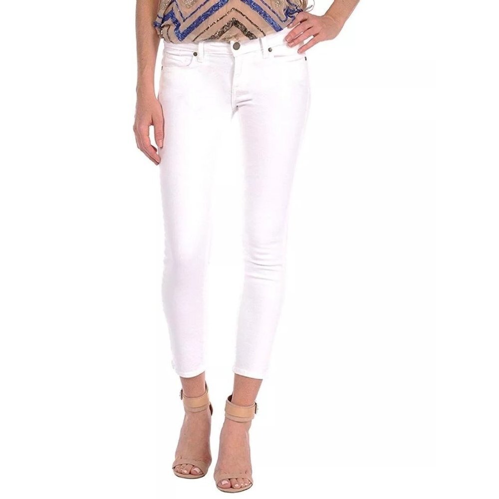PAIGE Women's 29 Kylie Crop Jeans White Preppy Coastal Neutral Summer Casual